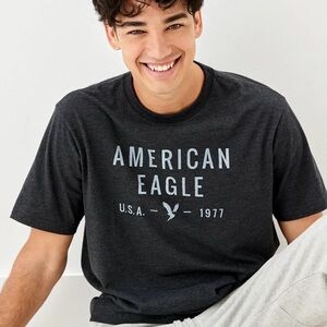 2/$10 American Eagle Outfitters Men's Dark Gray Graphic Tee